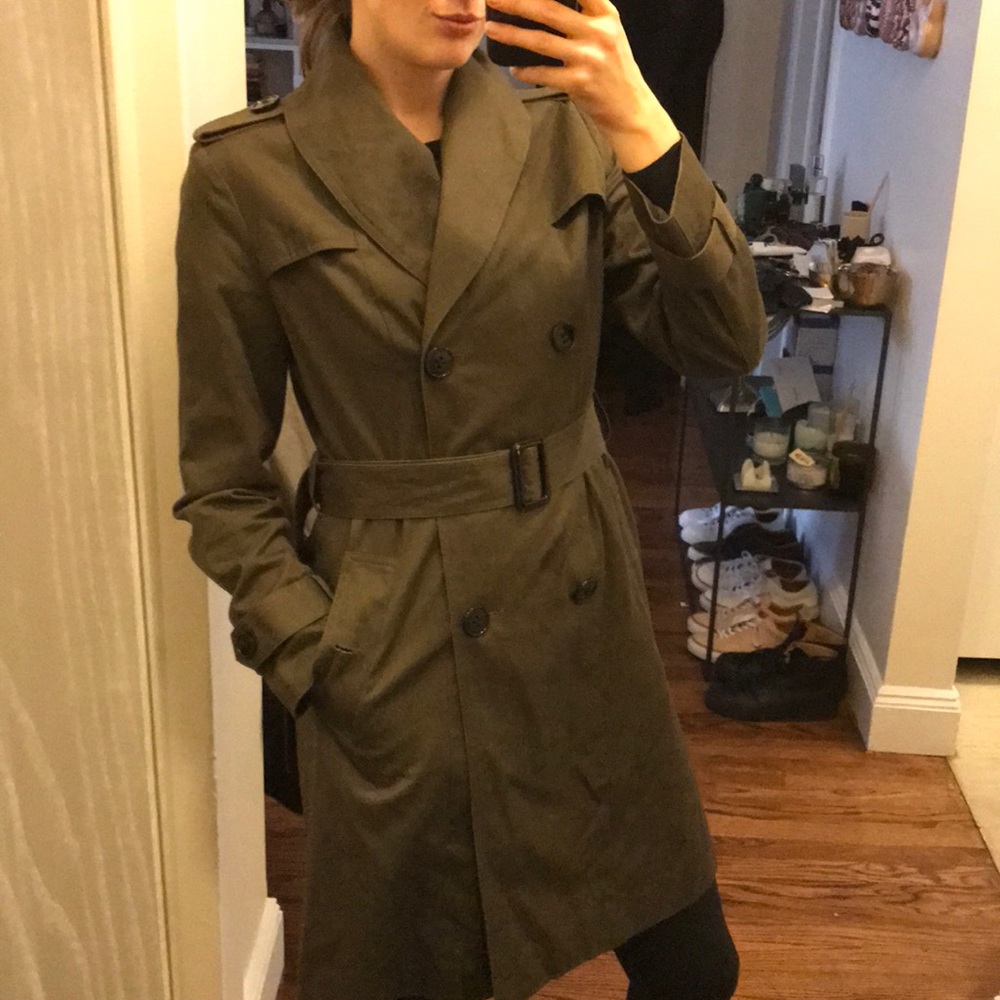 Olive green Kenneth Cole trench coat